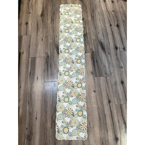 Waverly Home Floral Quilted Table Runner 69" X 12" Polyester Reverse - Picture 1 of 5